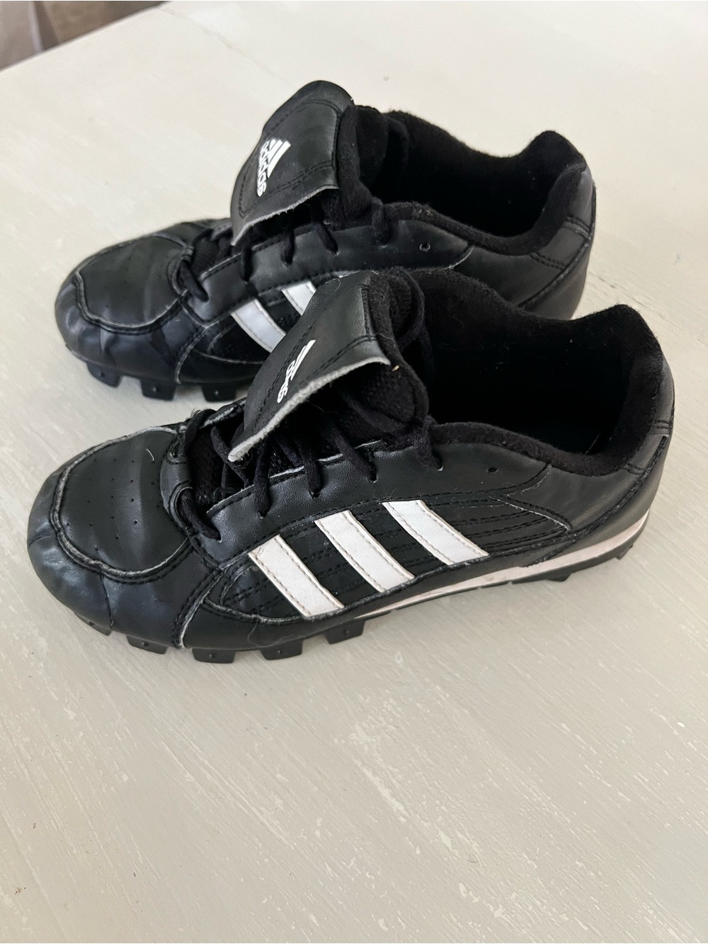 Adidas Black White Football Cleats Youth Athletic Sports Shoes size 3 - Picture 3 of 5